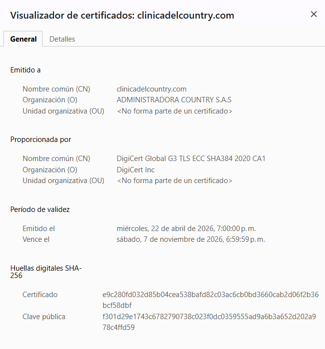 Certificado de seguridad web CDC